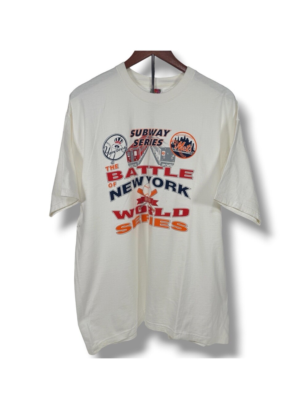 Vintage Subway Series Shirt Mens Size XL White 2000 Battle Of New York